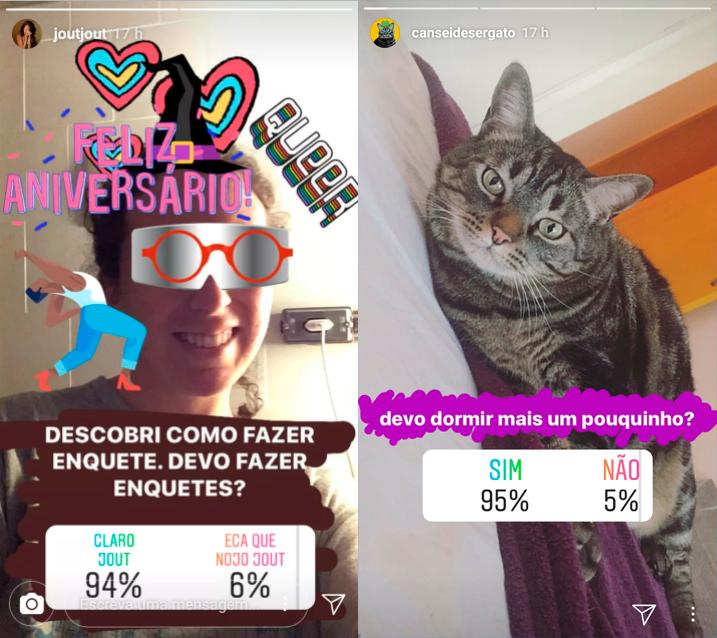 exemplo de dois prints de stories do instagram