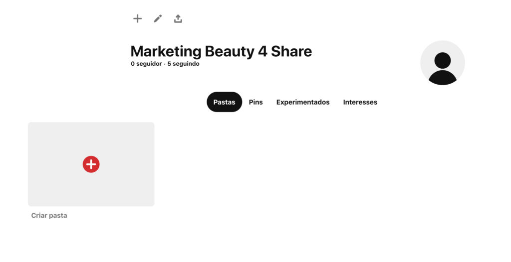 exemplo de como criar uma pasta no Pinterest