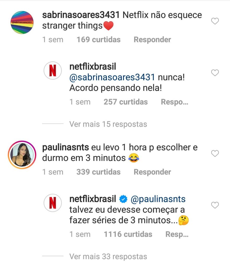 Engajamento em comentários de instagram