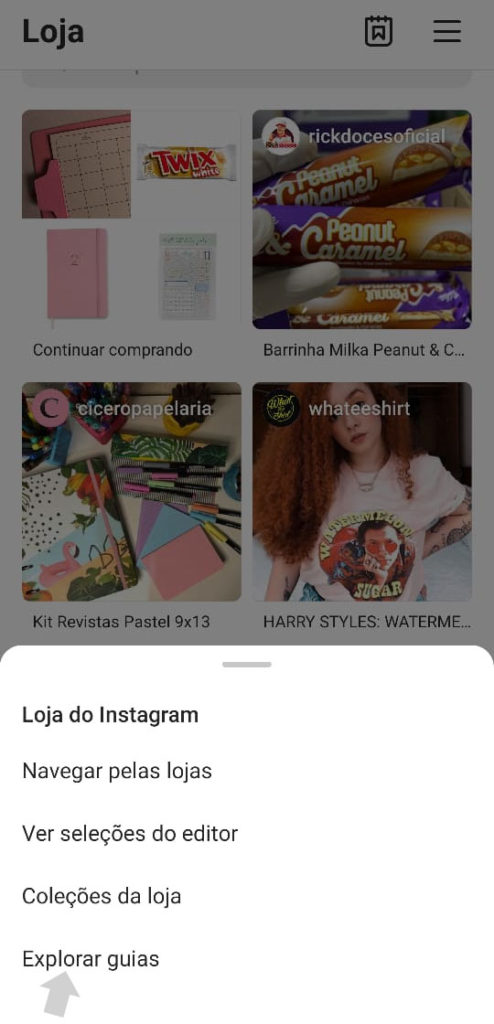 Como encontrar a Guias na loja Instagram